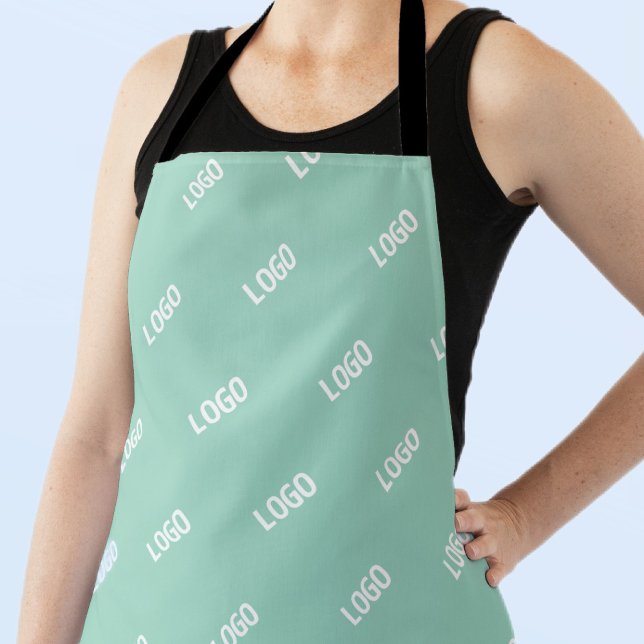 Your Uploaded Image or Logo Tiled | Light Teal  Apron (Creator Uploaded)