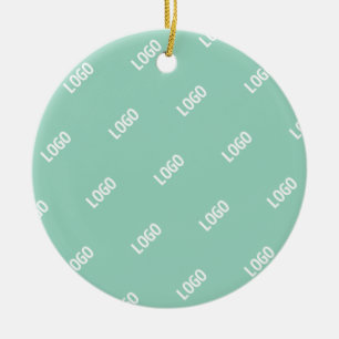 Your Uploaded Image or Logo Tiled Light Teal Ceramic Ornament