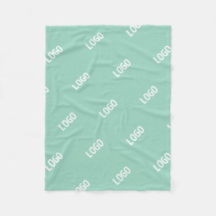 Your Uploaded Image or Logo Tiled Light Teal Fleece Blanket