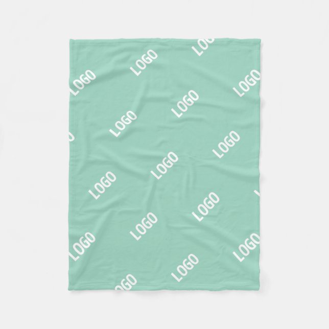 Your Uploaded Image or Logo Tiled | Light Teal  Fleece Blanket (Front)
