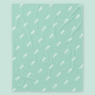 Your Uploaded Image or Logo Tiled Light Teal Fleece Blanket