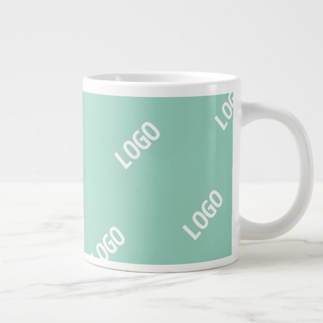 Your Uploaded Image or Logo Tiled | Light Teal  Giant Coffee Mug (Right)