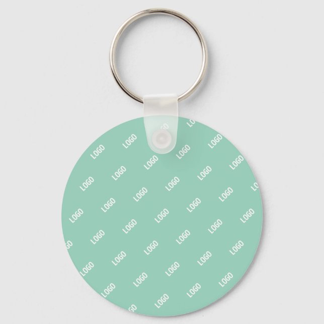 Your Uploaded Image or Logo Tiled | Light Teal  Keychain (Front)
