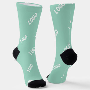 Your Uploaded Image or Logo Tiled   Light Teal  Socks