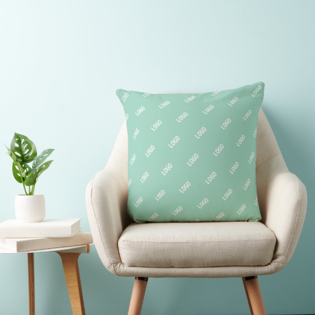 Your Uploaded Image or Logo Tiled | Light Teal  Throw Pillow (Chair)