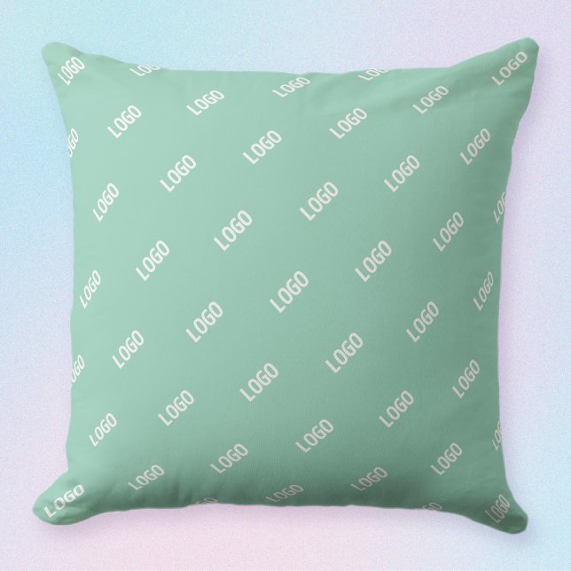 Your Uploaded Image or Logo Tiled | Light Teal  Throw Pillow (Creator Uploaded)