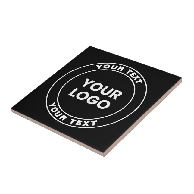 Your Uploaded Logo + Bold Circular Text  Ceramic Tile (Side)