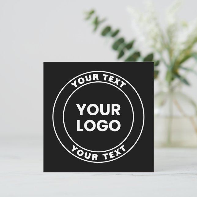 Your Uploaded Logo + Bold Circular Text  Note Card (Standing Front)