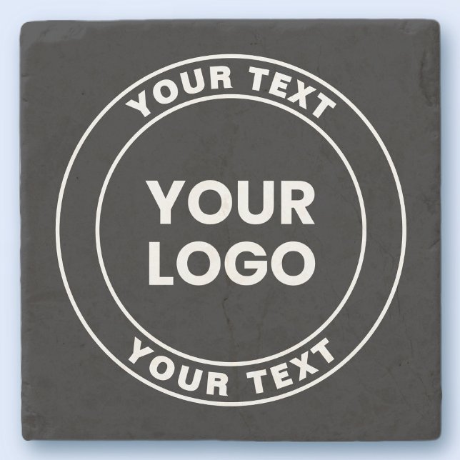 Your Uploaded Logo + Bold Circular Text  Stone Coaster (Creator Uploaded)