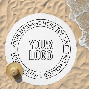 Your Uploaded Logo + Editable Circular Text  Beach Towel