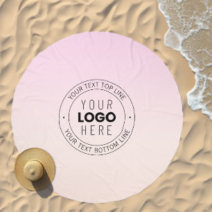 Your Uploaded Logo Editable Circular Text Beach Towel
