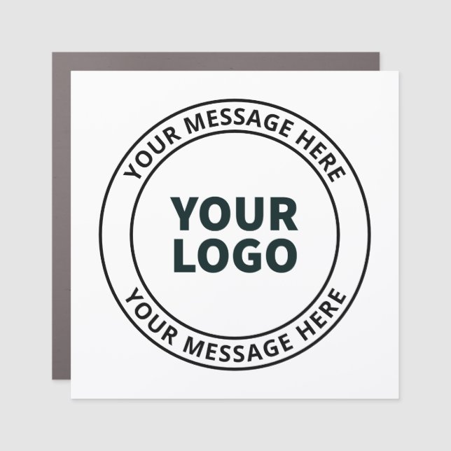 Your Uploaded Logo + Editable Circular Text  Car Magnet (Front)