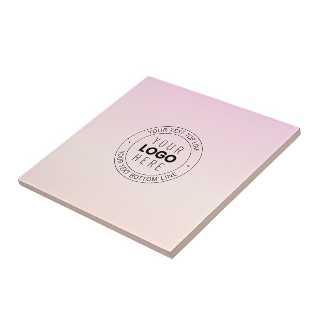 Your Uploaded Logo | Editable Circular Text  Ceramic Tile (Side)