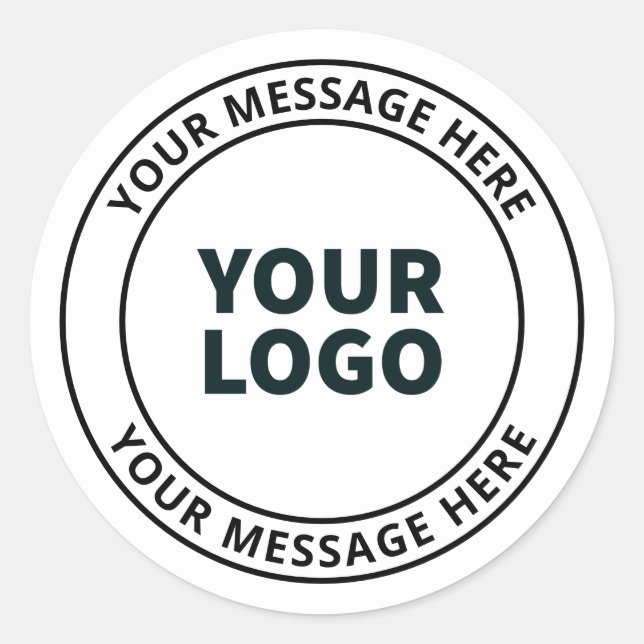 Your Uploaded Logo + Editable Circular Text  Classic Round Sticker (Front)