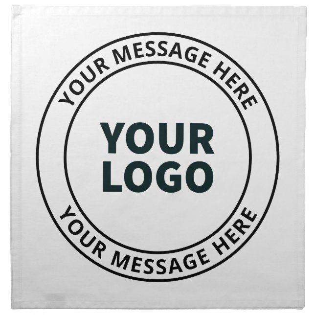 Your Uploaded Logo + Editable Circular Text  Cloth Napkin (Front)