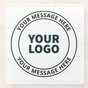 Your Uploaded Logo + Editable Circular Text Glass Coaster