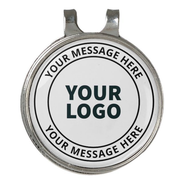 Your Uploaded Logo + Editable Circular Text  Golf Hat Clip (Front)