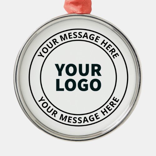 Your Uploaded Logo  Editable Circular Text  Metal Ornament