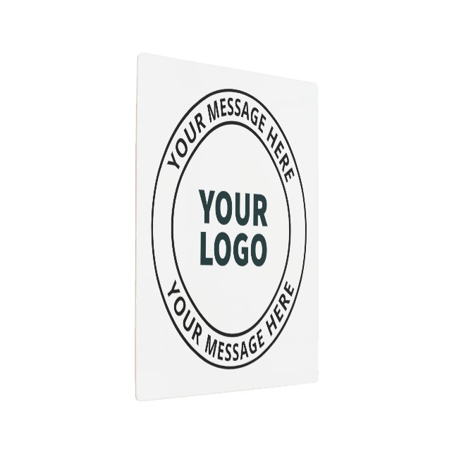Your Uploaded Logo + Editable Circular Text  Metal Print (3/4)