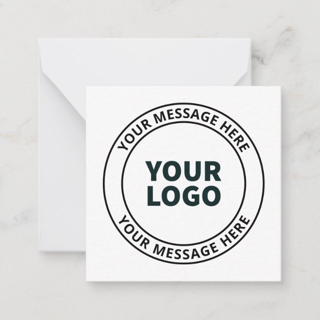 Your Uploaded Logo + Editable Circular Text  Note Card (Front)
