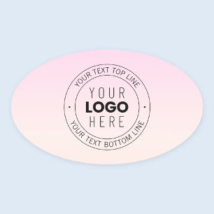 Your Uploaded Logo   Editable Circular Text  Oval Sticker