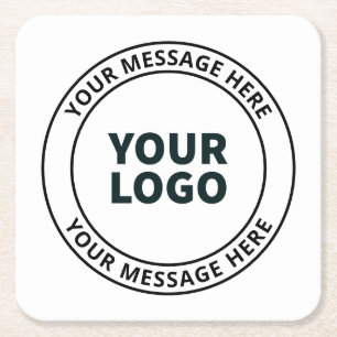 Your Uploaded Logo + Editable Circular Text Square Paper Coaster