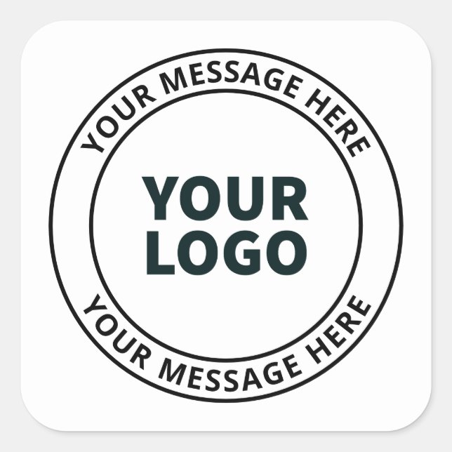 Your Uploaded Logo + Editable Circular Text  Square Sticker (Front)