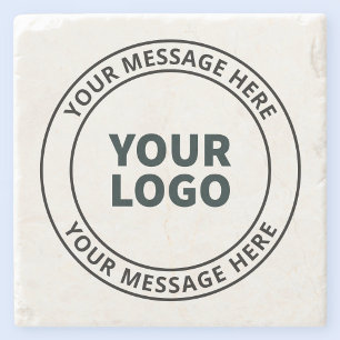 Your Uploaded Logo + Editable Circular Text Stone Coaster