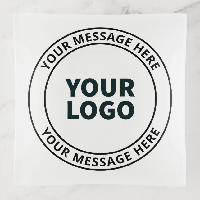 Your Uploaded Logo + Editable Circular Text  Trinket Tray (Front)