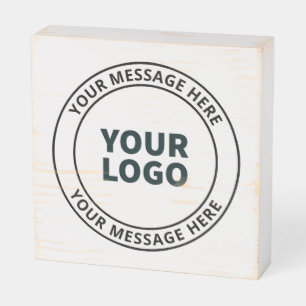 Your Uploaded Logo + Editable Circular Text  Wooden Box Sign