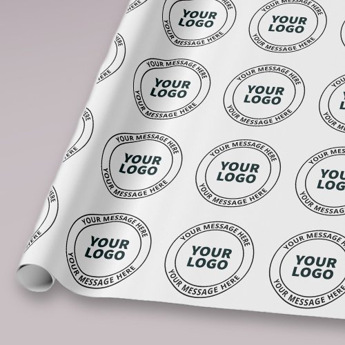 Your Uploaded Logo  Editable Circular Text  Wrapping Paper