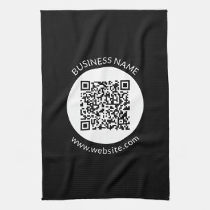 Your Uploaded QR code Editable Text & Colors Kitchen Towel