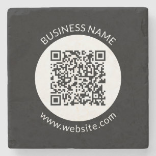 Your Uploaded QR code Editable Text & Colors Stone Coaster