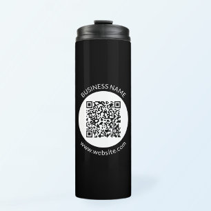 Your Uploaded QR code   Editable Text & Colors Thermal Tumbler