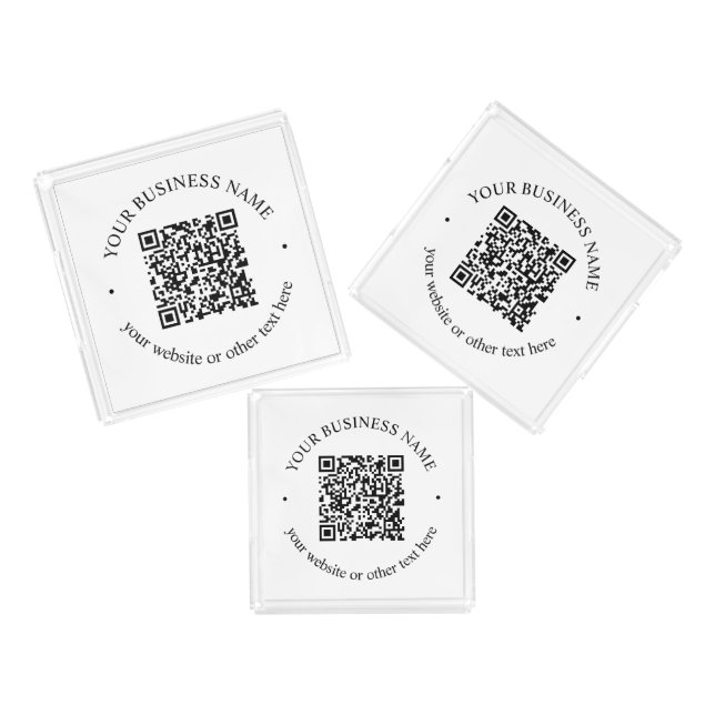 Your Uploaded QR code Plus Editable Circular Text Acrylic Tray (Set)