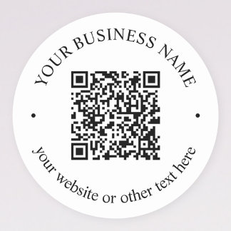 Your Uploaded QR code Plus Editable Circular Text Classic Round Sticker