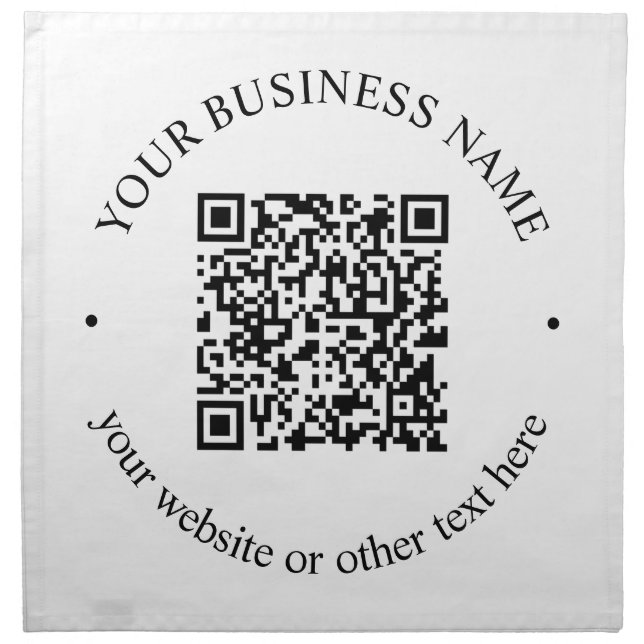 Your Uploaded QR code Plus Editable Circular Text Cloth Napkin (Front)