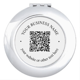 Your Uploaded QR code Plus Editable Circular Text Compact Mirror