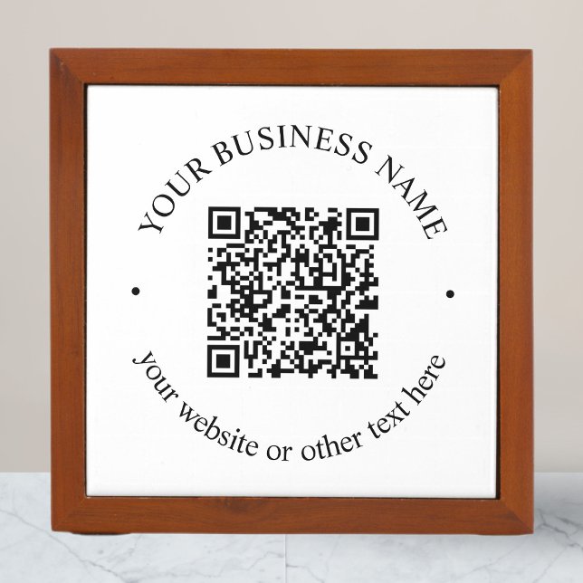 Your Uploaded QR code Plus Editable Circular Text Desk Organizer (Creator Uploaded)