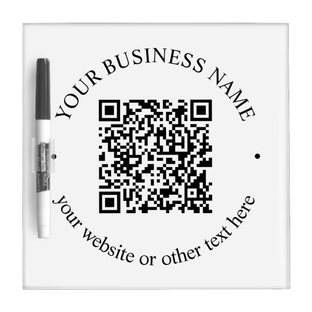 Your Uploaded QR code Plus Editable Circular Text Dry Erase Board (Front)