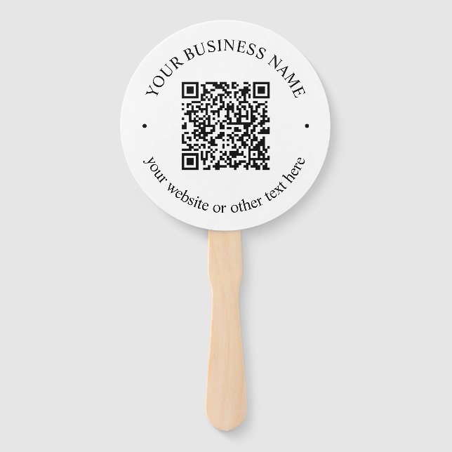 Your Uploaded QR code Plus Editable Circular Text Hand Fan (Front)