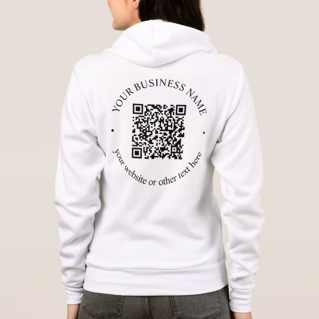 Your Uploaded QR code Plus Editable Circular Text Hoodie (Back)