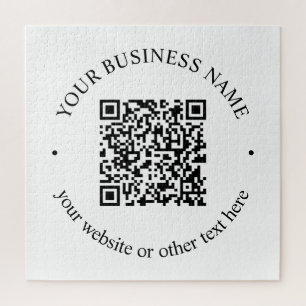 Your Uploaded QR code Plus Editable Circular Text Jigsaw Puzzle