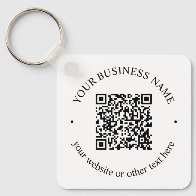 Your Uploaded QR code Plus Editable Circular Text Keychain (Front)
