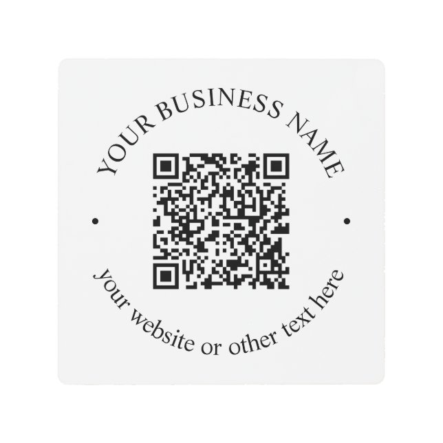 Your Uploaded QR code Plus Editable Circular Text Metal Print (Front)