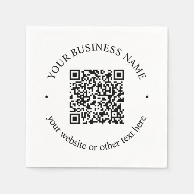 Your Uploaded QR code Plus Editable Circular Text Napkins (Front)