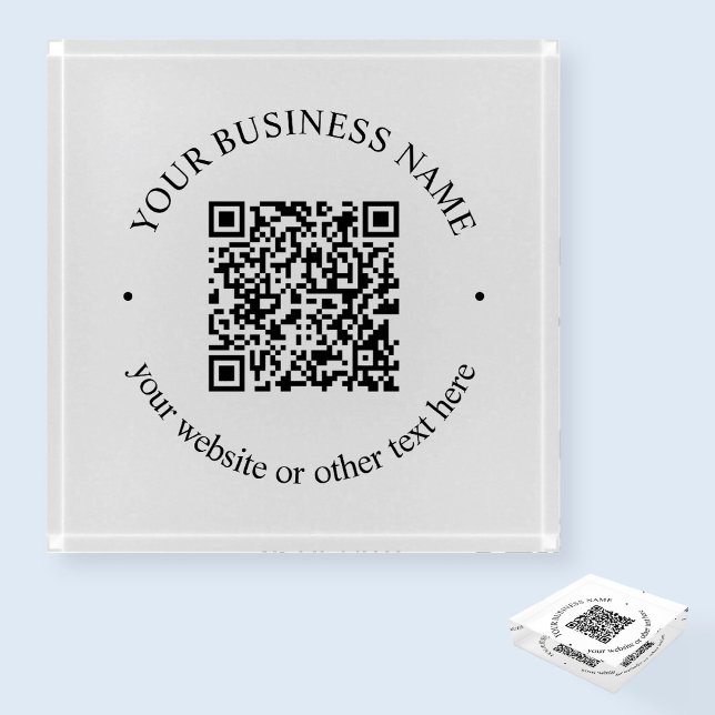 Your Uploaded QR code Plus Editable Circular Text Paperweight (Creator Uploaded)