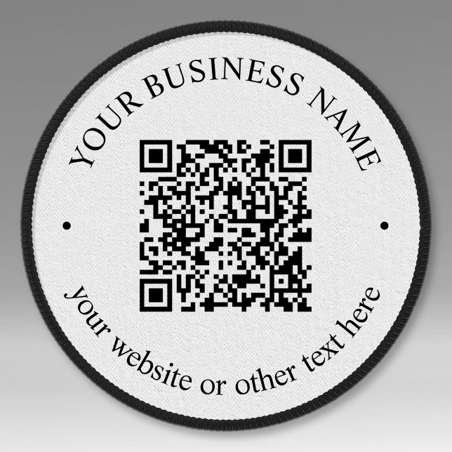 Your Uploaded QR code Plus Editable Circular Text Patch (Creator Uploaded)