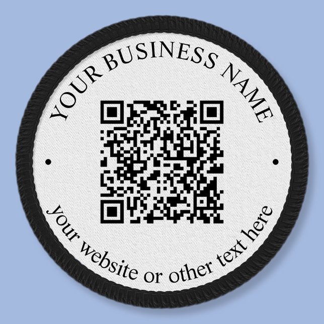 Your Uploaded QR code Plus Editable Circular Text Patch (Creator Uploaded)