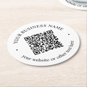 Your Uploaded QR code Plus Editable Circular Text Round Paper Coaster